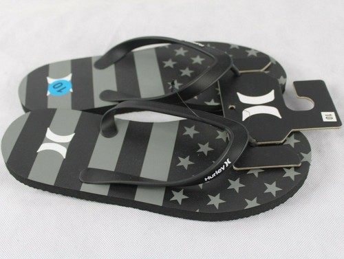 Hurley Mens Flip Flops Thong Sandals Size 10 HFS0026-008 American Flag Gray - Picture 2 of 6