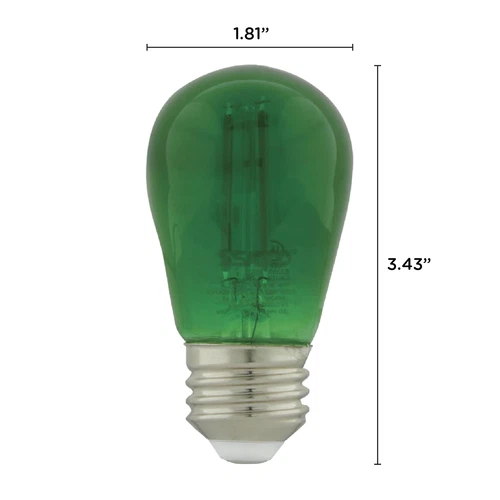 4 Pack Satco S8024 LED Filament 120V 1W =11W S14 Medium E26 Transparent Green - Picture 2 of 7