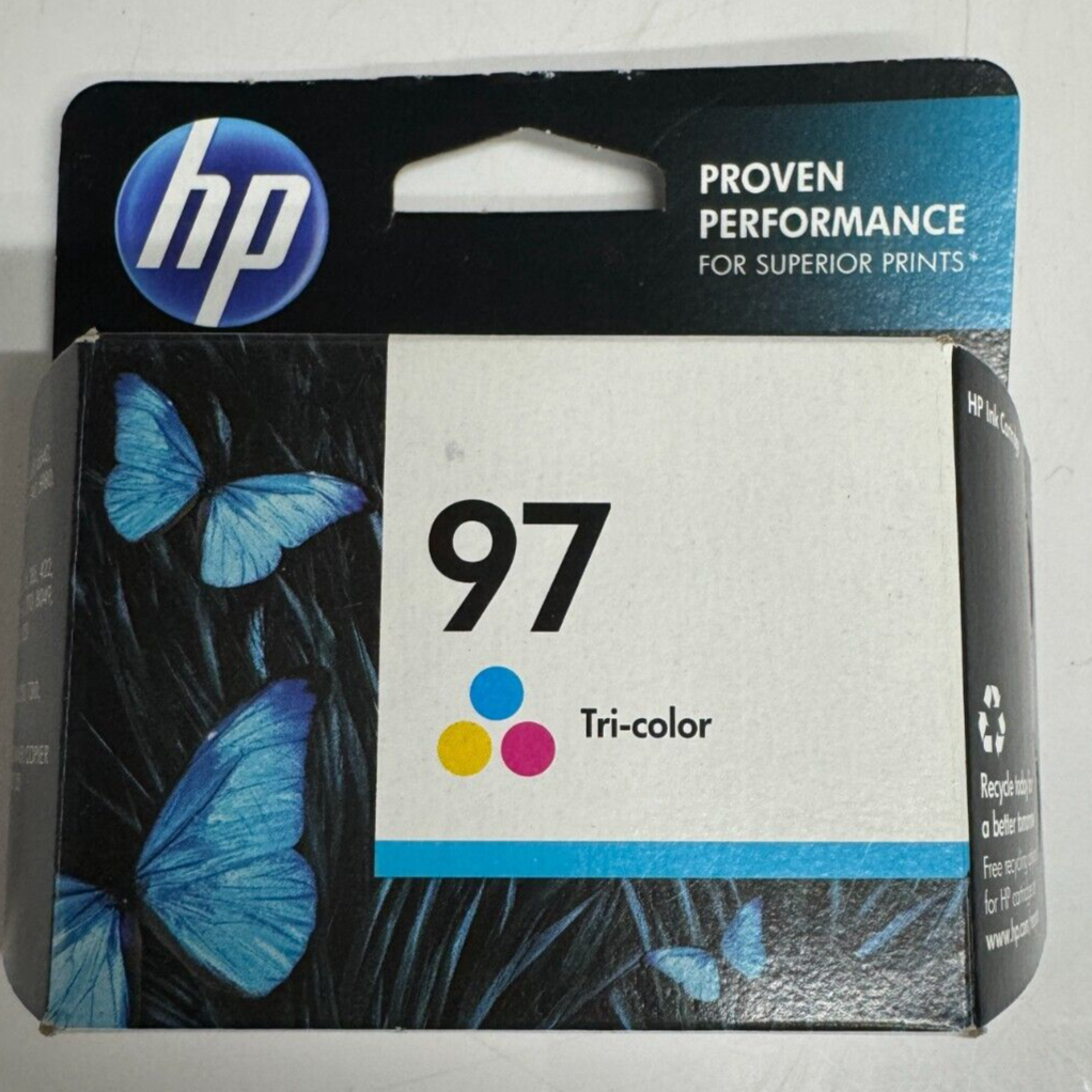 HP 97 tri-color ink cartridge open box sealed expired Sept 2013-image