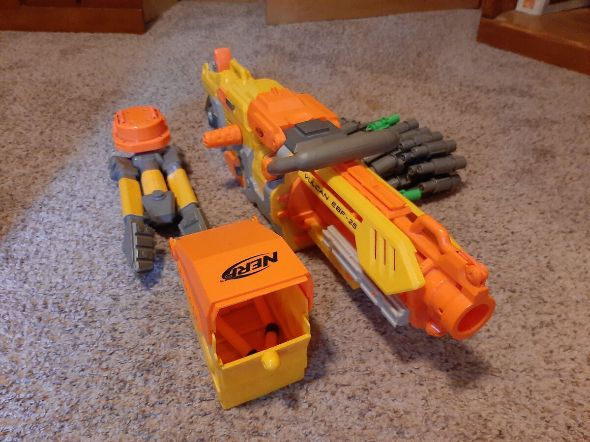 Nerf Vulcan EBF-25 Yellow And Orange Automatic Toy Dart Gun