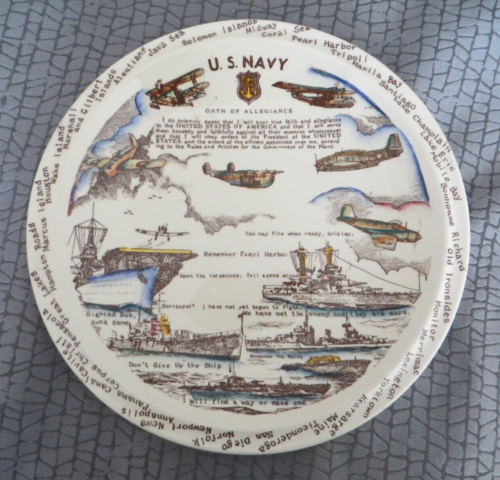 VTG Vernon Kilns U.S. Navy plate Walter S Mills Co htf 10.25" oath ships planes