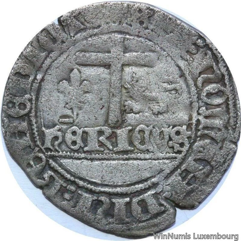 Monnaie Féodale : Demi-Gros De Calais Henri VI De Lancastre (1422-1461) - Argent