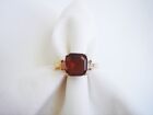Vintage 18 Khge Ⓐ Ring Size 6.25 Brown Glass Stone Free Shipping