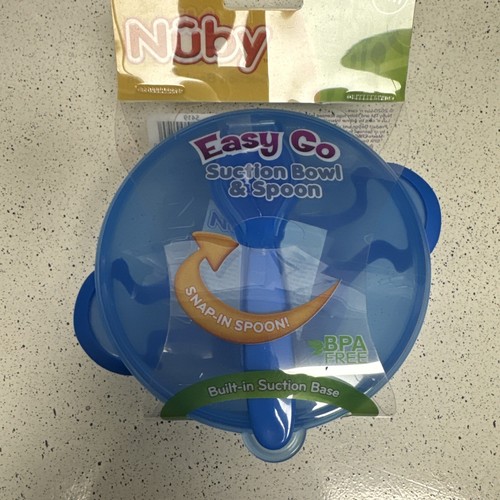Nuby Bowl Lid Spoon Easy Go Feeding Kit 6+ mo BPA Free Pink Blue Gr New - Picture 14 of 17
