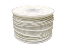 1/4" x 600' White Nylon 3 Strand Twisted Rope Medium Lay 330 lbs Working Load