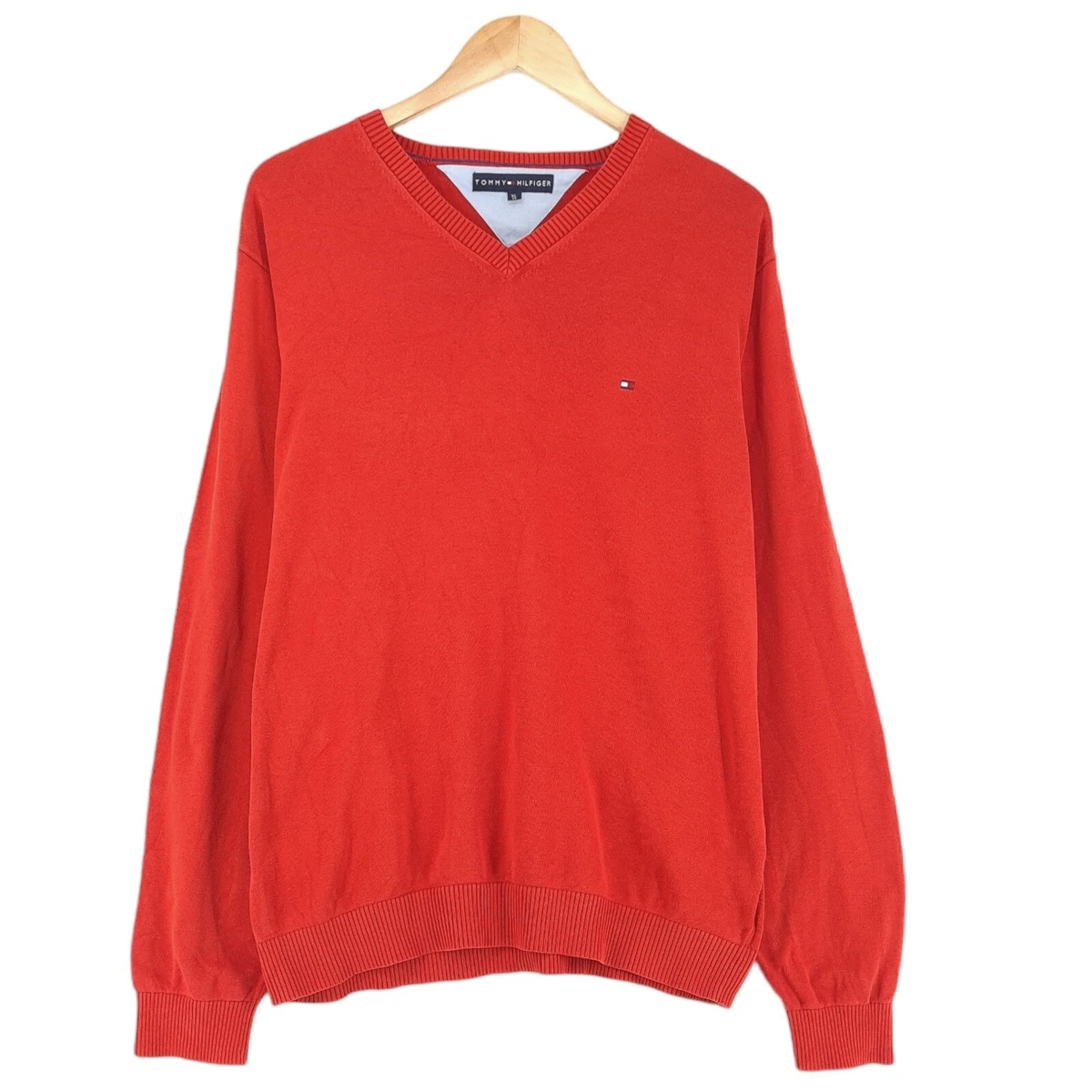 Tommy Hilfiger Red Cotton Jumper Sweater Mens Size XL eBay