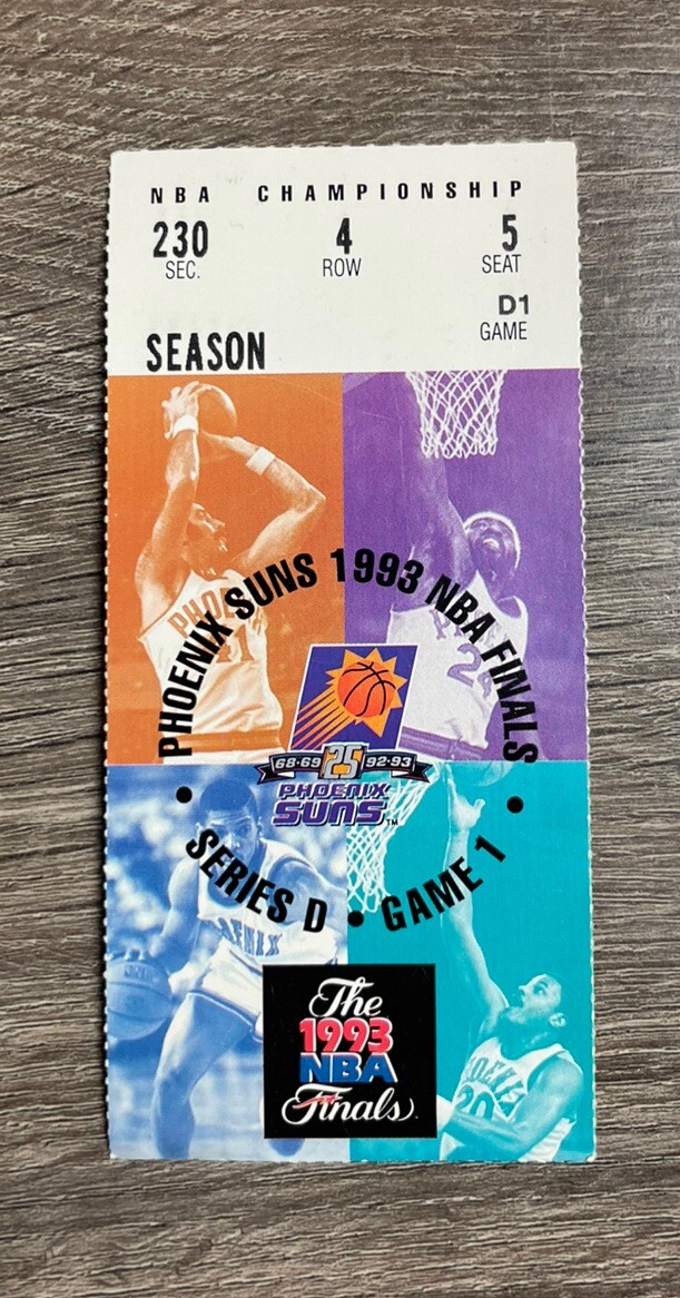 1993 NBA Finals Ticket Stub Chicago Bulls vs Phoenix Suns Game