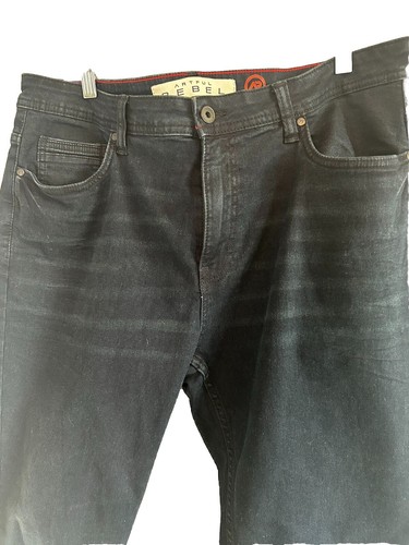 Jeans Artful Rebel uomo 38W x 32L gamba dritta lavaggio scuro baffo denim slim fit - Foto 3 di 15