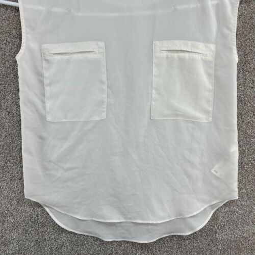 Joe Fresh Women's Blouse Size Small White Sheer Pockets Sleeveless - Picture 3 of 10