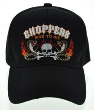 NEW MOTO CHOPPERS RIDE TO DIE COBRA SKULL CAP HAT BLACK