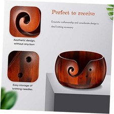 Wooden Yarn Bowl, 6 x 3 Inches Knitting Yarn Bowls with Holes Crochet Bowl
