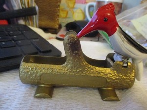 Vintage Cast Iron Woodpecker Toothpick Dispenser