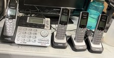 VTech DECT 6.0 2-Line Cordless Phone Answering System Speakerphone 1HS 4 phones
