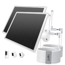 2-Pack Solar Panel Charger for Ring Camera, 8W High-Efficiency - White-110-2
