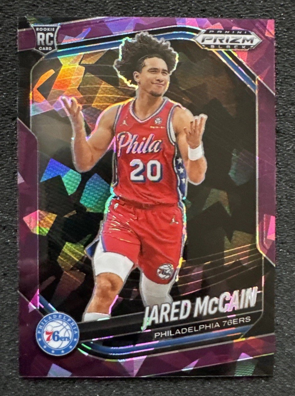 2024-25 Prizm Black Jared McCain Purple Ice /149 RC 76ers Rookie #80 📈 🔥
