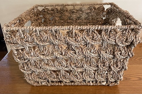 Square Brown Woven Basket Organizer w/Handles & Shredded Filler for Gift Basket - Picture 3 of 8
