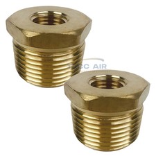 2 PC Hex Reducer Bushing 3/4" Male x 1/4" Female NPT Adapter Pipe Fitting Brass