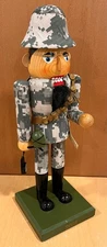 Military Green Camo Soldier Nutcracker Wooden Figure Limited Edition 8" w/Tags