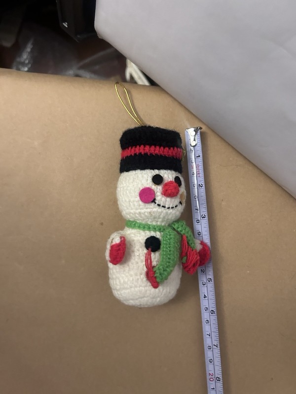 VTG Christmas Handmade Crocheted Snowman Ornament