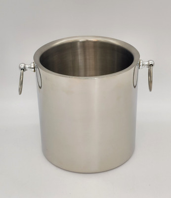 Vintage Weinkühler mit Ringgriff Champagner Eiskübel, Edelstahl poliert