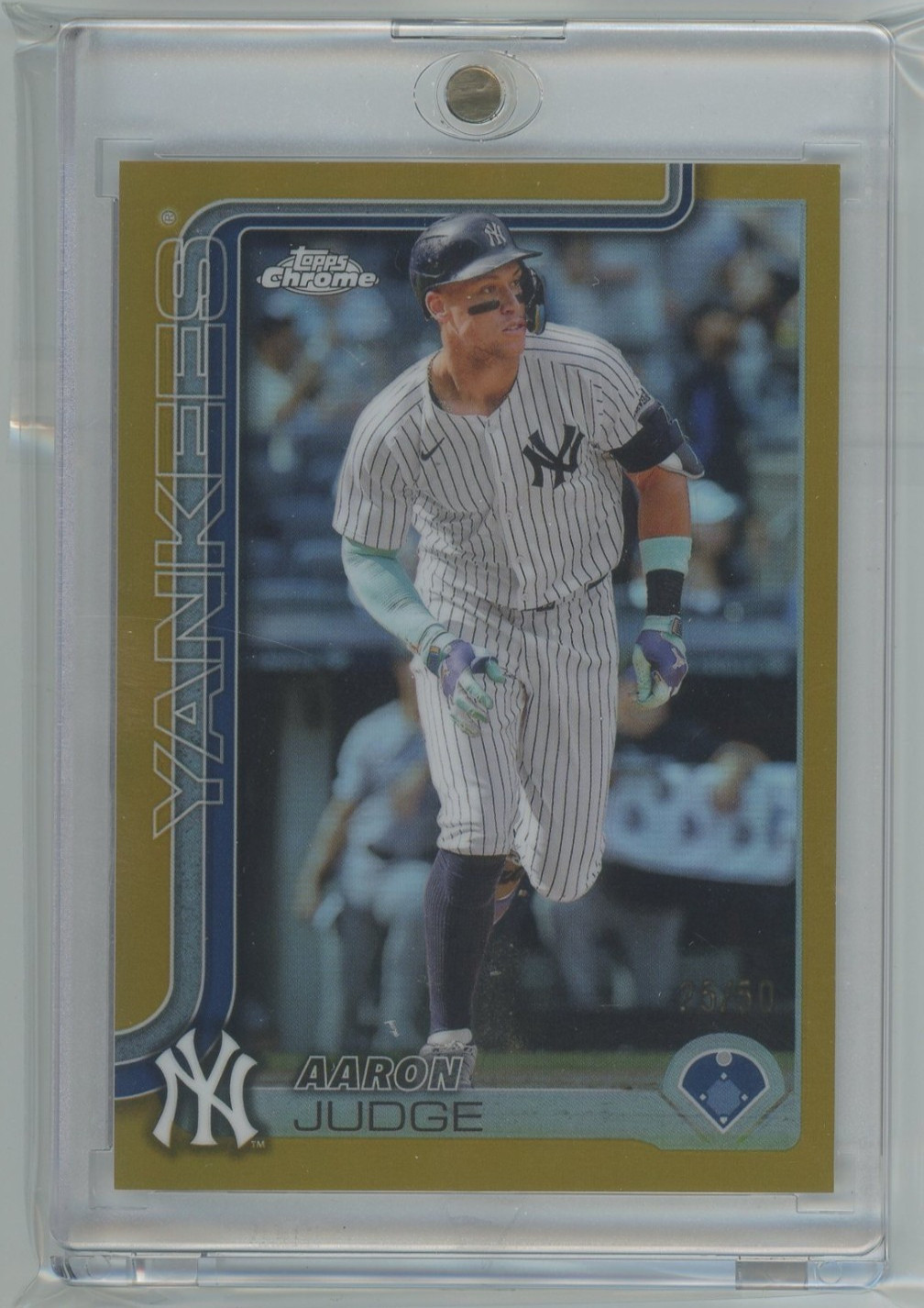 2025 Topps Chrome Aaron Judge #99 True Gold Refractor SSP #'D /50 Yankees