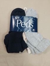 Vintage Peds Sock 5 Pair Womens 5-9.5 Cotton Blend Made USA NOS White Black Gray