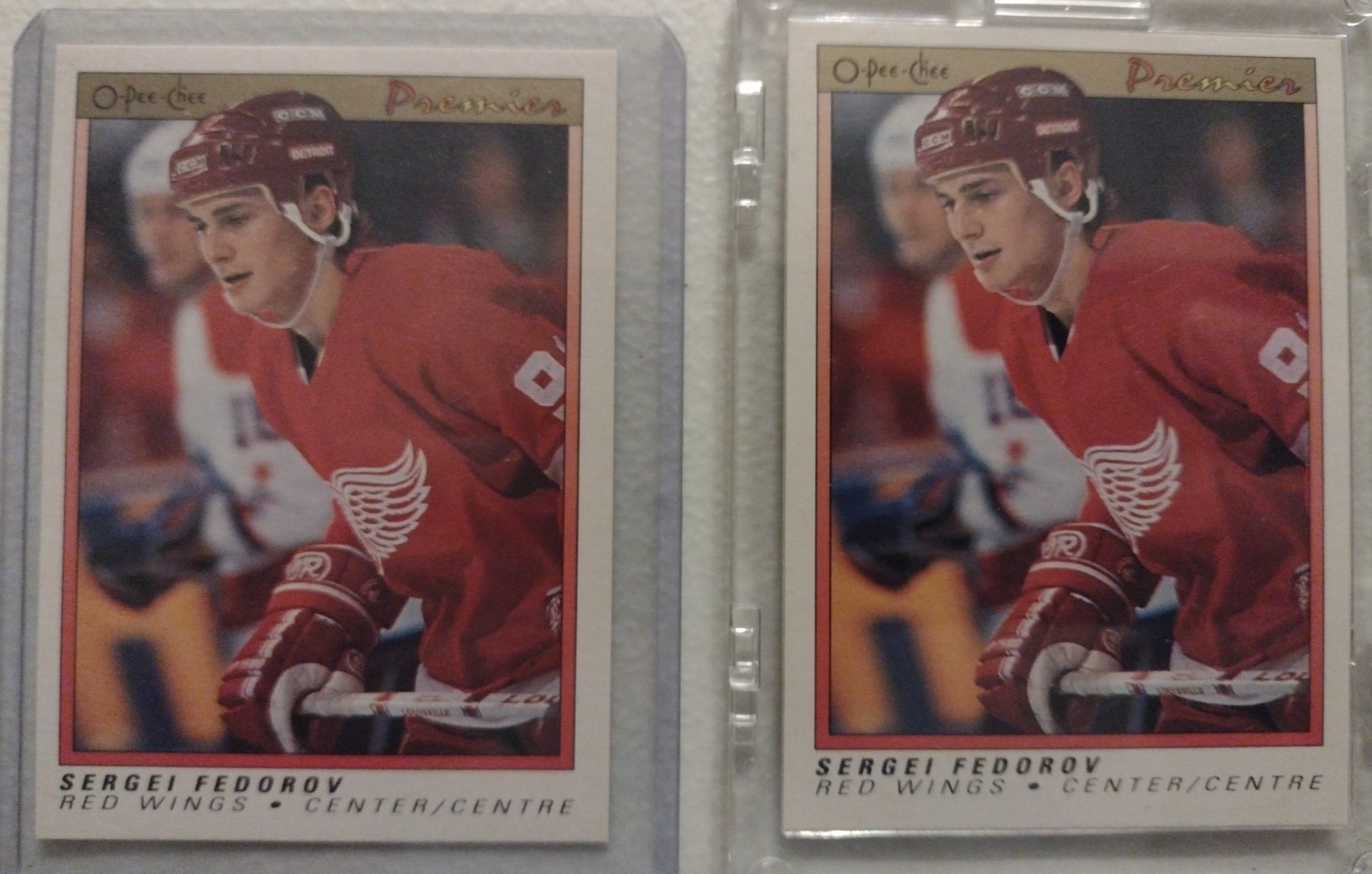 1990-91 O-Pee-Chee Premier Sergei Fedorov #30 (RC) Rookie 2 Cards NM