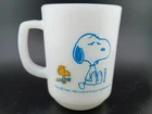 Vintage Fire King Snoopy Mug "I'm Not Worth A Thing Before Coffee Break !" 1965