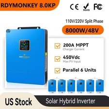 8000W 48V Off Grid Hybrid Solar Inverter 120V/240V Split Phase Pure Sine Wave