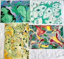 Lot of 4 Sheets Hand Marbled Paper for Art, Crafts, Collage, Books, etc.