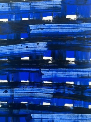 Pierre Soulages Abstraktes Original Gemälde Blau Wohndeko Design Kunst G15