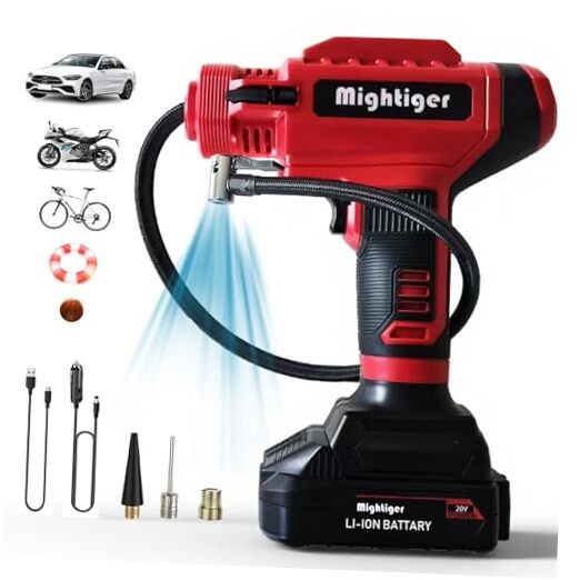 Portable Tire Inflator 20V Cordless Handheld Car Drill Air Pump Mini 2000mAh*6