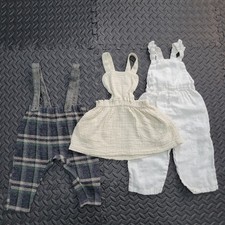 Zara Baby Outfit Bundle 18  24 Months  2  3 Years Neutral Linen Overalls  Dress