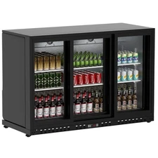 Commercial Back Bar Cooler 53.2"W Beverage Refrigerator 3 Glass Sliding Doors