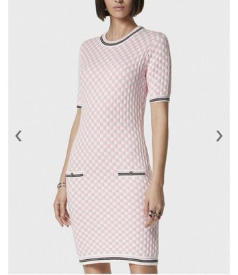 VERSACE KNIT CHECK MINI DRESS PINK WHITE BLACK NEW W/O TAGS MEDIUM