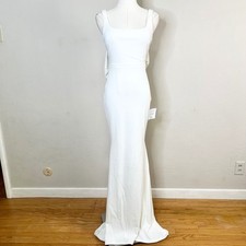 Lulus Maxi Dress Loving Fate White XS New Mermaid Back Bow Sleeveless Formal