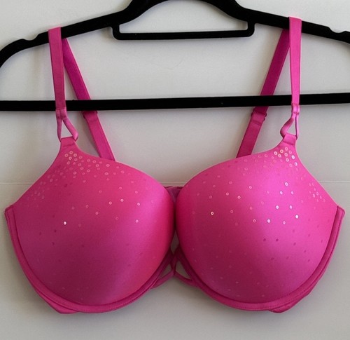 Victoria's Secret Miraculous Plunge Underwire Push Up Bra Women's 38D Hot Pink