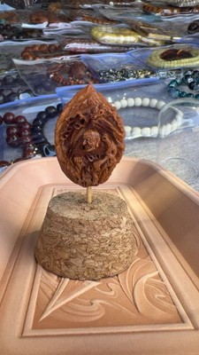Peach Pit Carved Arhat Sculpture 桃核罗汉