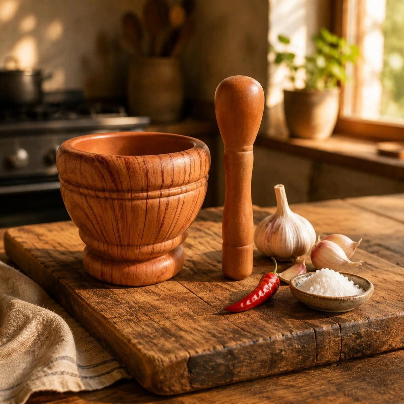 Garlic Grinding Bowl and Pestle Long-Lasting Aromatic Plant Crushing Bowl Easy