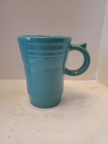 Fiestaware LATTE Mug Thumb Grip Turquoise Blue Homer Laughlin Retired 18oz USA