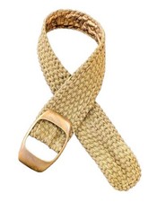 Vintage Gold Metallic Belt Woven Cotton Lurex Lovely Buckle Boho Resort 26-30 Ws