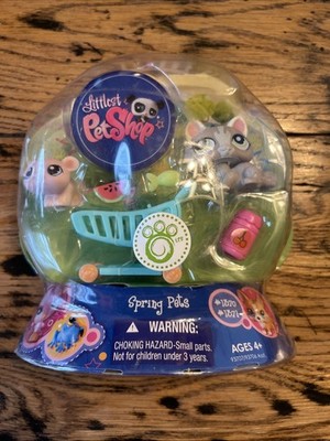 Littlest Pet Shop Spring Pets 1370 1371 Shopping Cart Snacks Picnic NEW