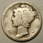1917 D Mercury Dime 90% Silver G-VG  "Actual Coin Pictured - Not Cleaned"