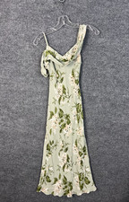 Reformation Reya Dress Size 0 Green Floral Chiffon Draped Neckline Romantic