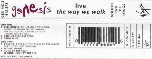 GENESIS LIVE THE WAY WE WALK VOL 2 THE LONGS CASSETTE ALBUM Soft Rock, Synth-pop - Picture 4 of 12