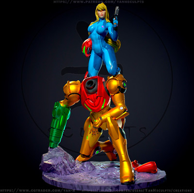 Samus Aran, Metroid, bounty hunter, sexy Pin Up, Figur, 3D Druck, UNBEMALT