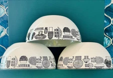 3 Vintage Kaj Frank Finel Mid Century Modern Enamel Mushroom Bowls 5.5" GVC