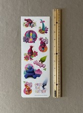 DreamWorks Trolls Clear Back Stickers, 11  X 4   Includes 9 Stickers, Brand New