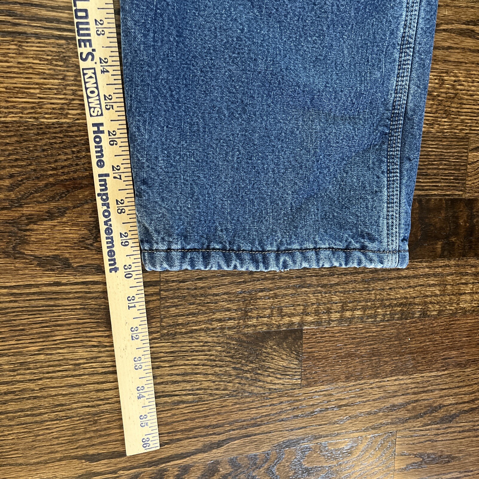 Wrangler Blue Denim Jean Brown Fleece Lined Mens Carpenter Jeans 39x30 - View 6