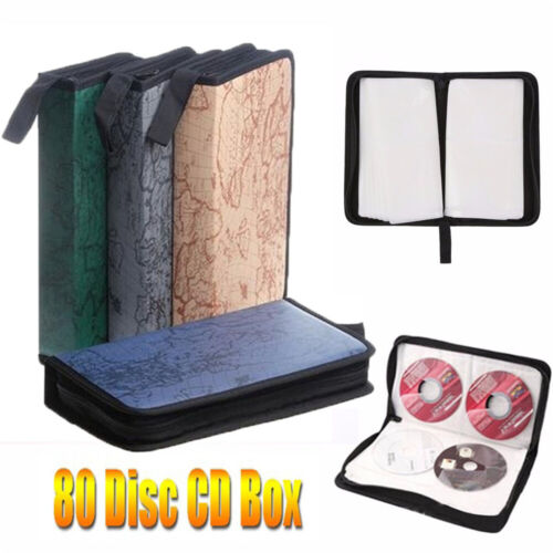 80 Manches Disque CD DVD Disque Housse de Transport Support Protecteur Sac de Rangement Portefeuille Reliure